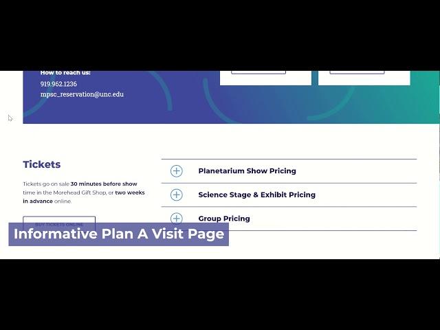 Morehead Planetarium & Science Center New Website 2020