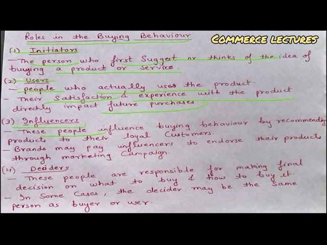 Roles in the buying behaviour || marketing management notes