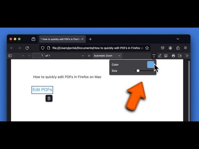 Quickly edit pdfs in the Firefox browser on your Mac