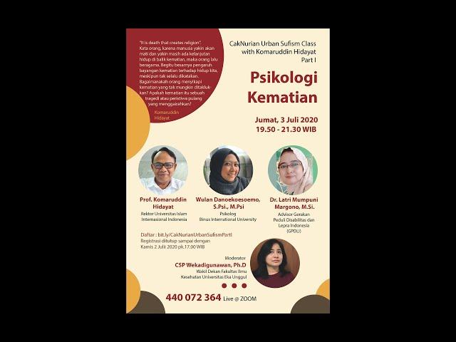 "Psikologi Kematian" - Caknurian Urban Sufism With Komaruddin Hidayat Part I