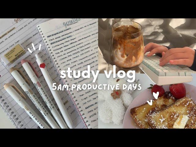 Study vlog waking up at 5am, note taking, lots of coffee, skincare, drawing, ft. Craftkitties