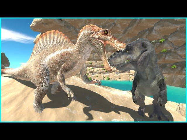 Spinosaurus's Journey in the Jurassic World: Spinosaurus VS Rexy Animal Revolt Battle Simulator ARBS