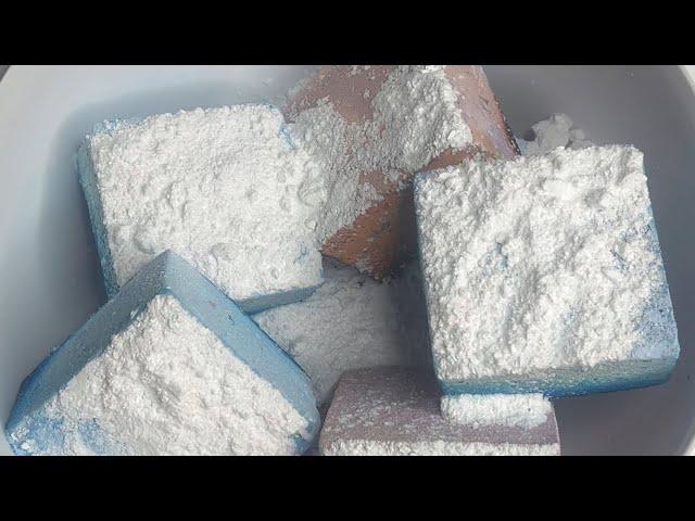 Purple and blue gym chalk blocks topped w/ white powder 🩵 | ASMR | Oddly Satisfying