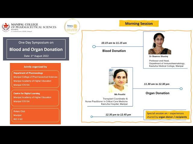 Session-1, Symposium on "Blood and Organ Donation"