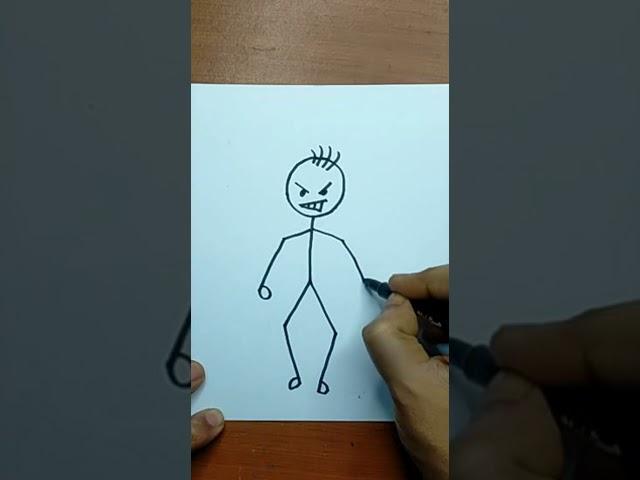 How To Draw An Angry Stick Figure #shorts #YTshorts #trending #viral | Stick Figure | Magic Drawings