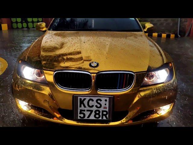 Gold BMW E90 320i Kenya. Rain Shot Cinematic