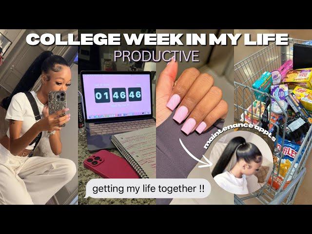 GETTING MY LIFE TOGETHER ! productive college vlog  | groceries, hair + nails, class, nights out