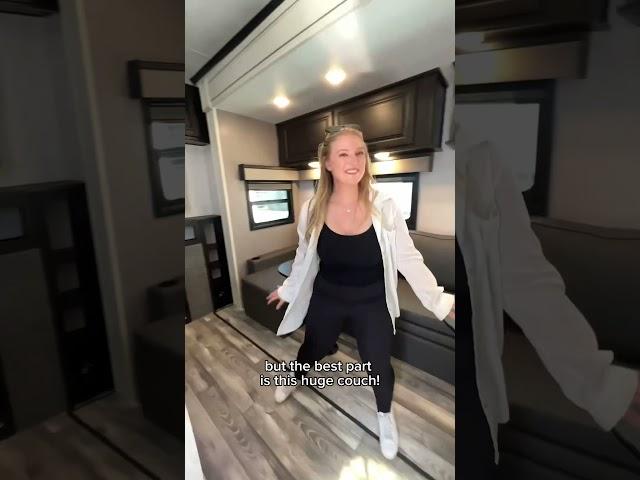 This RV has TWO living rooms! #rvtour #rvlife #rvliving #rvlifestyle #rvfulltime #fifthwheel