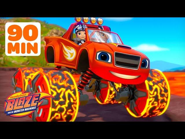 Blaze's Hot Lava POWER TIRE Race & More Races!  | 90 Minutes | Blaze and the Monster Machines