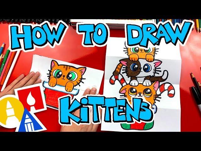 How To Draw A Christmas Kitten Stack (Folding Surprise)