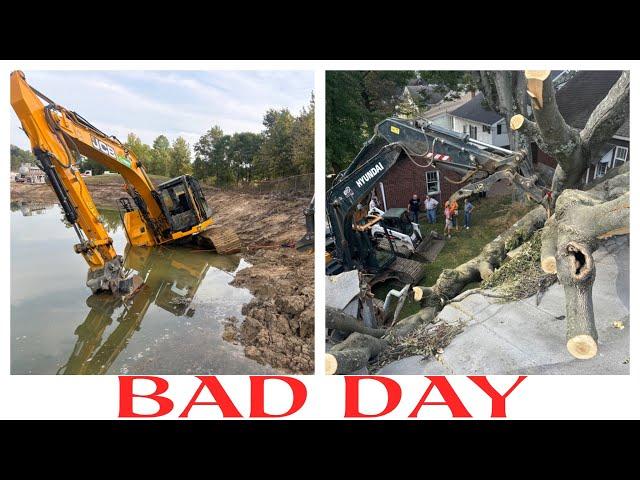 Double Disaster.. Excavator Recovery Form Pond And Massive Tree Fell On Historic Building!