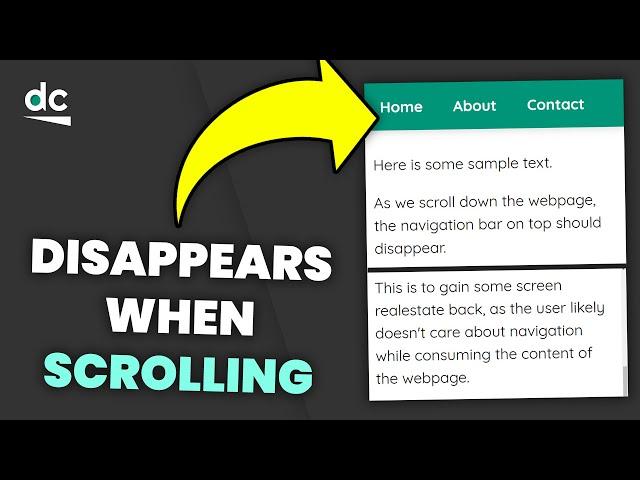 How to Hide a Navigation Bar When Scrolling Down - HTML, CSS & JavaScript Web Design Tutorial