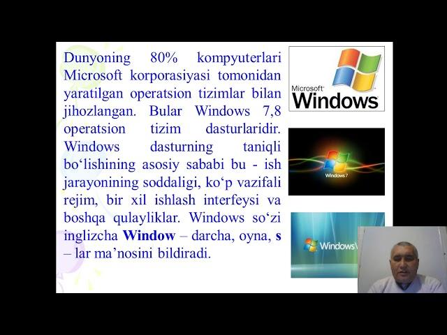 Mavzu: Operatsion tizimlar va ularning turlari. Windows OS imkoniyatlari.