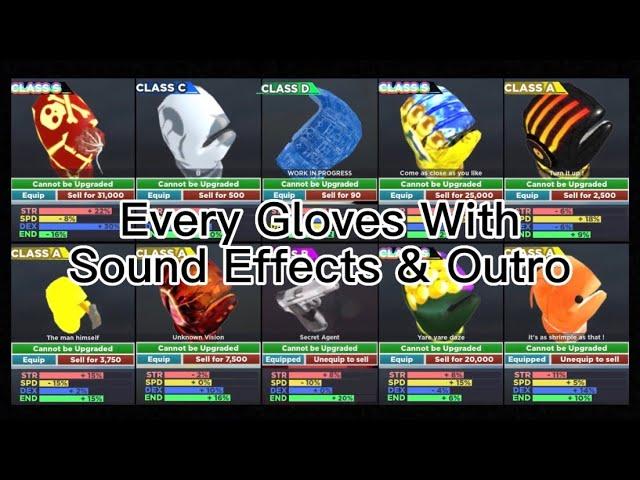 Every Gloves With Sound Effects & Outro In Roblox Boxing League (Outdated)