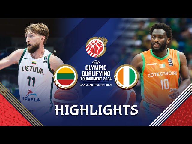 Lithuania  sneak past brave Cote d'Ivoire  | Highlights | FIBA OQT 2024 Puerto Rico