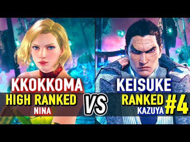 T8  KKOKKOMA (High Ranked Nina) vs KEISUKE (#4 Ranked Kazuya)  Tekken 8 High Level Gameplay