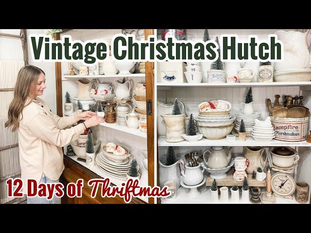 Day 1 Ironstone & Santa Mugs Galore | Vintage Christmas Dining Hutch | 12 Days Of Thriftmas