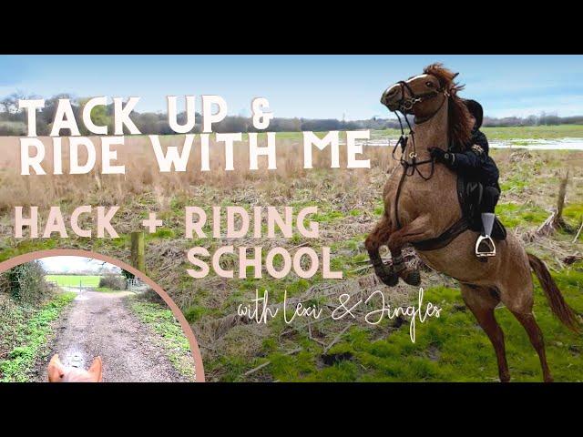 TACK UP AND RIDE WITH ME! | HACK On My Friend’s Pony + RIDING SCHOOL With An Overexcited Jingles