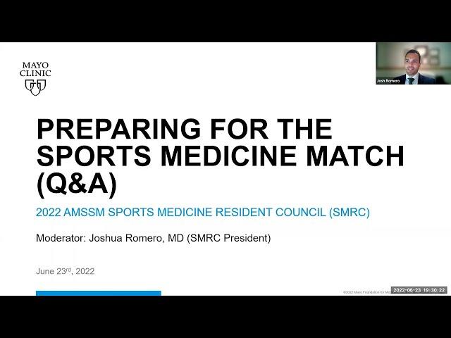 Preparing for the Sports Medicine Match | AMSSM SMRC Webinar