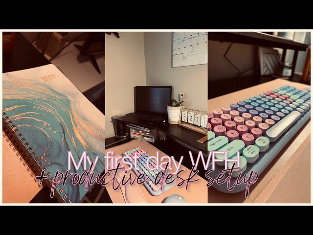 First day as a remote medical assistant (training)+ desk setup | WFH 9-5| Marti tv