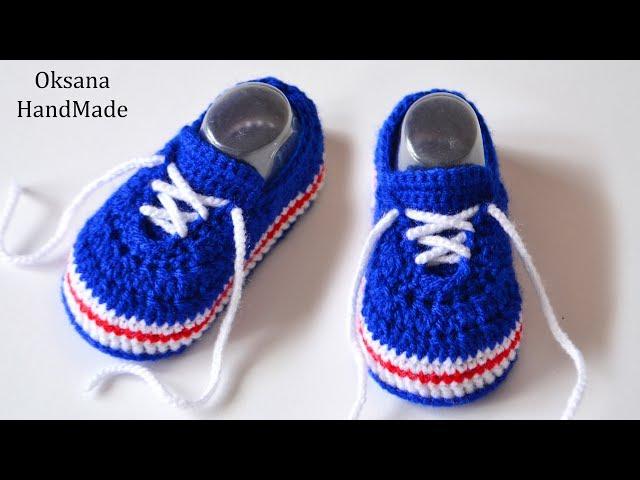 Пинетки кроссовки крючком. Видео и схема. Booties sneakers crochet