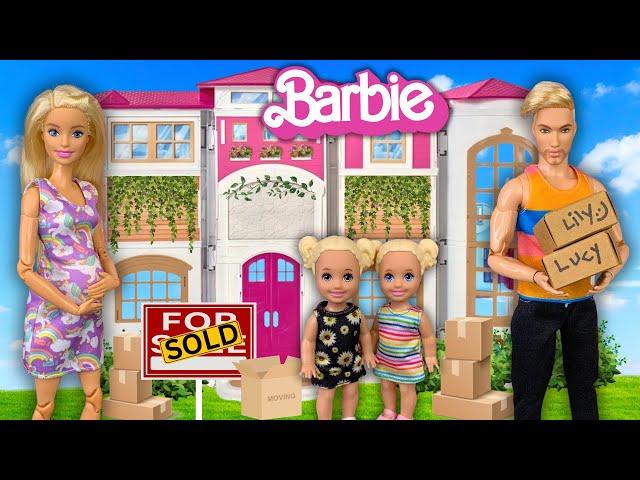 Barbie & Ken Doll Family New Dollhouse Moving Day Story