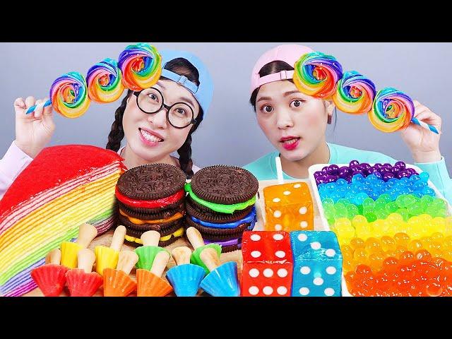 Rainbow Food Dessert Mukbang DONA