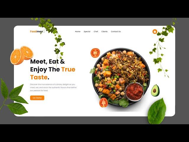 Create A Responsive Food Website landing page Using HTML and CSS | Food Website html css