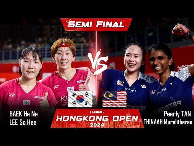 LIVE SCORE | BAEK Ha Na LEE So Hee vs Pearly TAN THINAAH Muralitharan Hongkong Open 2024 Badminton