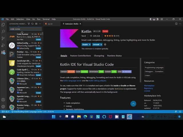 How to run kotlin in Visual Studio Code