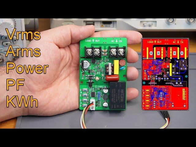 Digital AC Energy Measurement Circuit V2, RMS Voltage, RMS Current, Real Power, Power Factor, KWh
