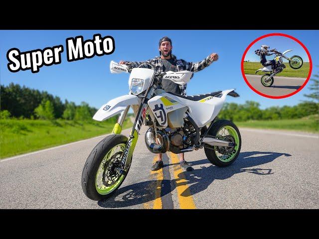 Wheelies on my New Super Moto Dirt Bike!!