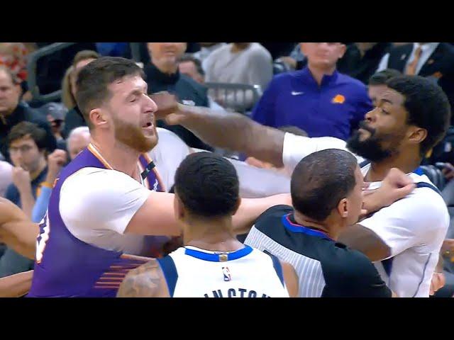 Naji Marshall throws punch at Jusuf Nurkic for shoving him in the face 