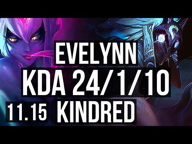 EVELYNN vs KINDRED (JUNGLE) | 24/1/10, Legendary, 1.9M mastery, 700+ games | EUW Master | v11.15