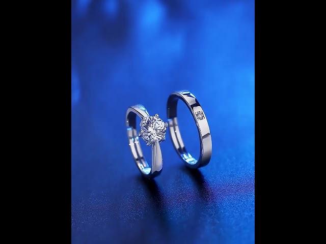 Custom Moissanite Rings Simple Moissanite Couple Rings Sterling Silver Wedding Rings Pair Rings