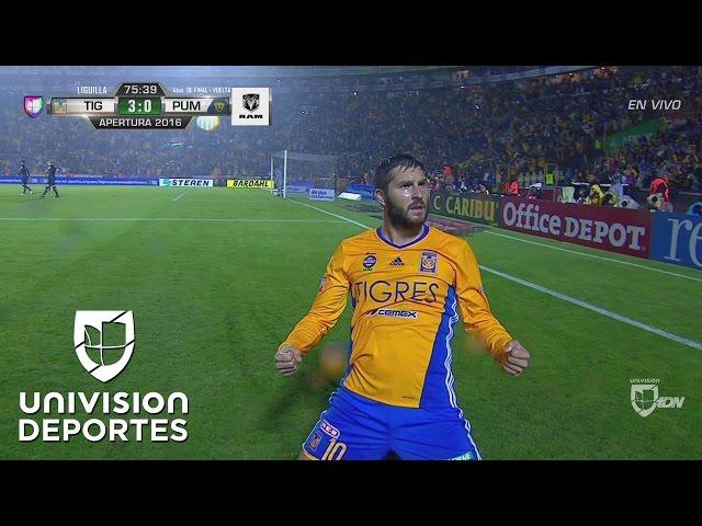 Gignac ‘mató’ a Pumas con un golazo y puso el 3-0 de Tigres