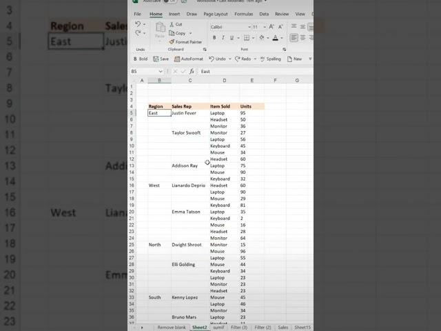 How to fill blank cells using Go To special. #excel #shorts