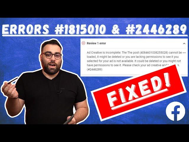 Fix Facebook Ads Manager Errors #1815010 and #2446289!