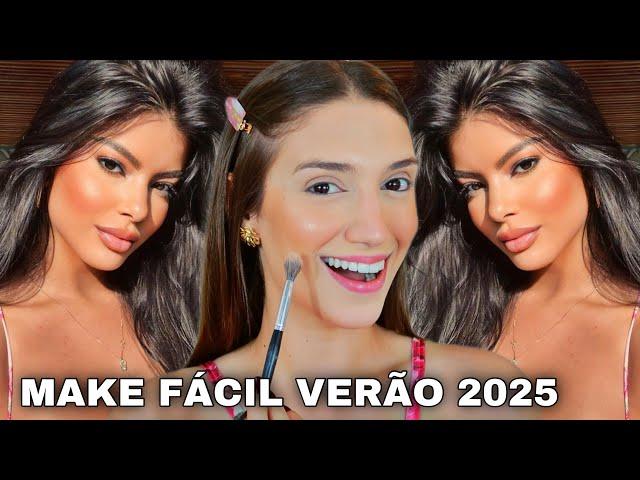 MAKE FÁCIL VERÃO 2025 *USE ESSA MAKE NA PRAIA* MAQUIAGEM COM PROTETOR SOLAR *tutorial completo*