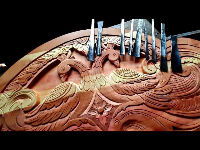 |wood carving beautifull work of peacock bed head board|wood design|wood art| wood work|UP wood art|