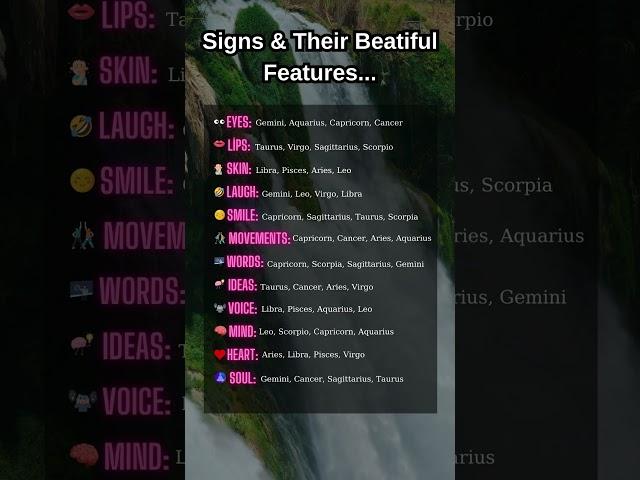 Zodiac Signs and their Beautiful Features #astrology #horoscope #birthsigns #topsigns #zodiacsigns