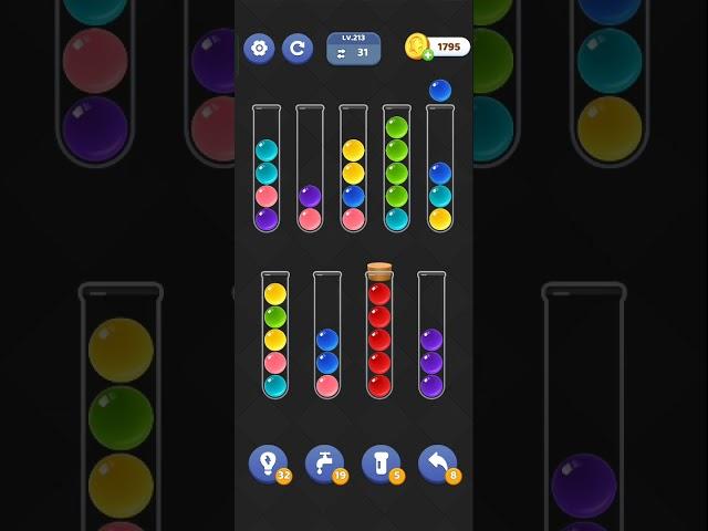 Ball colour sort puzzle level 213 #games #gaming #gameplay