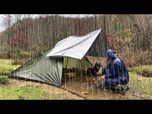 2 Days in the Forest in Heavy Rain and Wind - Rain Camping, Rain storm, Flood, Bad Weather