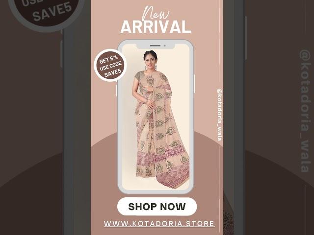 #Kota Doria Block Print Saree | kotadoria | kotadoria saree | #reels #shorts #kotadoria