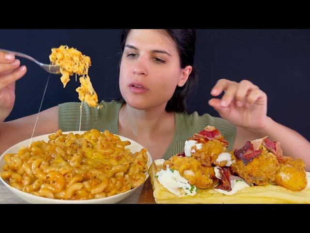 SPICY MAC 'N' CHEESE & FRIED CHICKEN WAFFLE | MUKBANG | ASMR | EATING SOUNDS