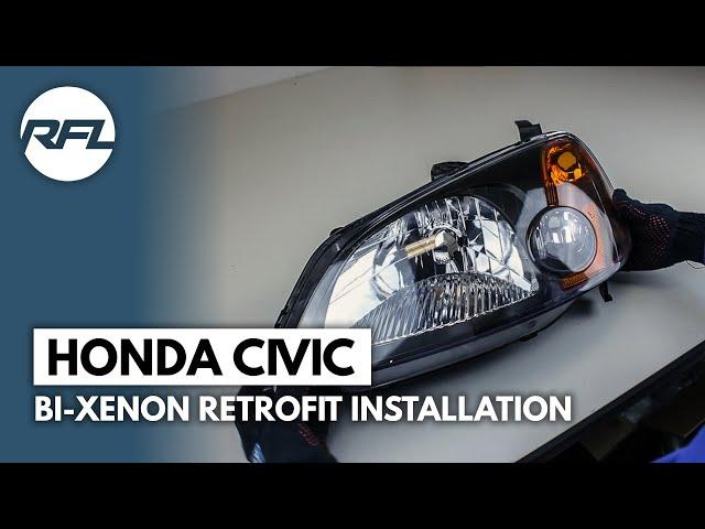 Honda Civic EM2 Coupe | HID Bi-xenon Projector Retrofit (blackout) DIY installation