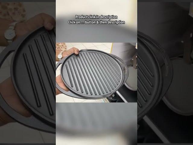 Pre-Seasoned Cast Iron 2 in 1 Grill and Griddle Pan | Cast Iron Tawa | Iron Cookware for Kitchen