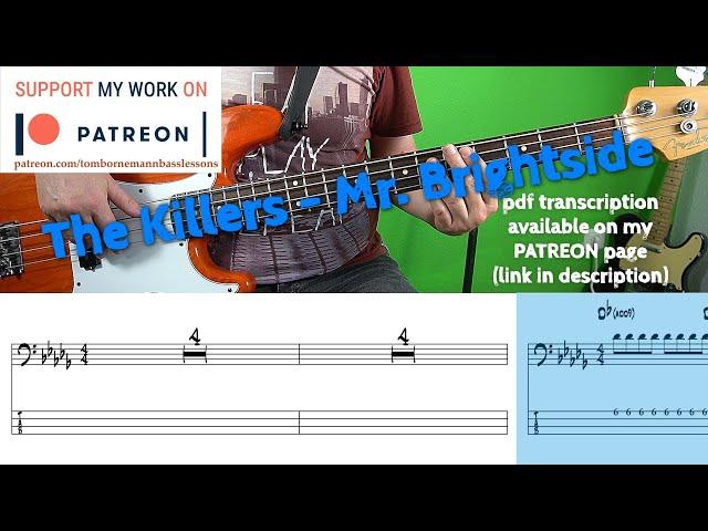 The Killers - Mr.  Brightside (Bass cover with tabs)