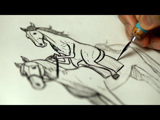 [ASMR] Drawing a Horse Riding a Horse