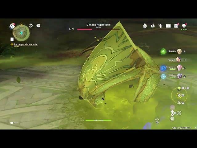 cutting down the enemy vines (Dendro Hypostasis battle)
